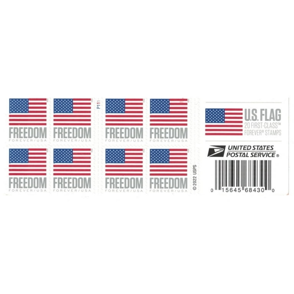 100 Forever Stamps 5 Sheets of 20‎ First Class USPS Stamps 2023 U.S. Flag Flags